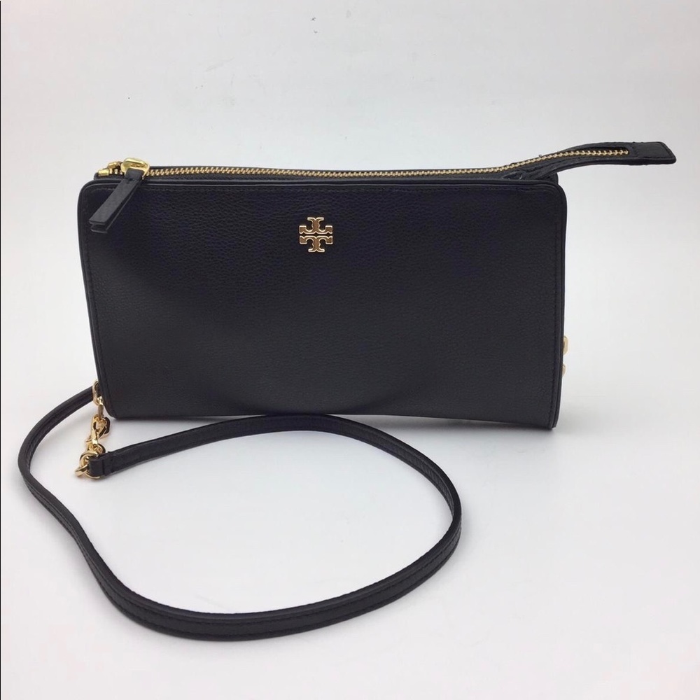 Tory Burch pebble leather zip top crossbod…
